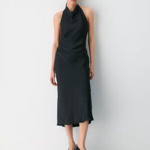 NWT Aritzia AUDIENCE Satin Halter Dress Black 6